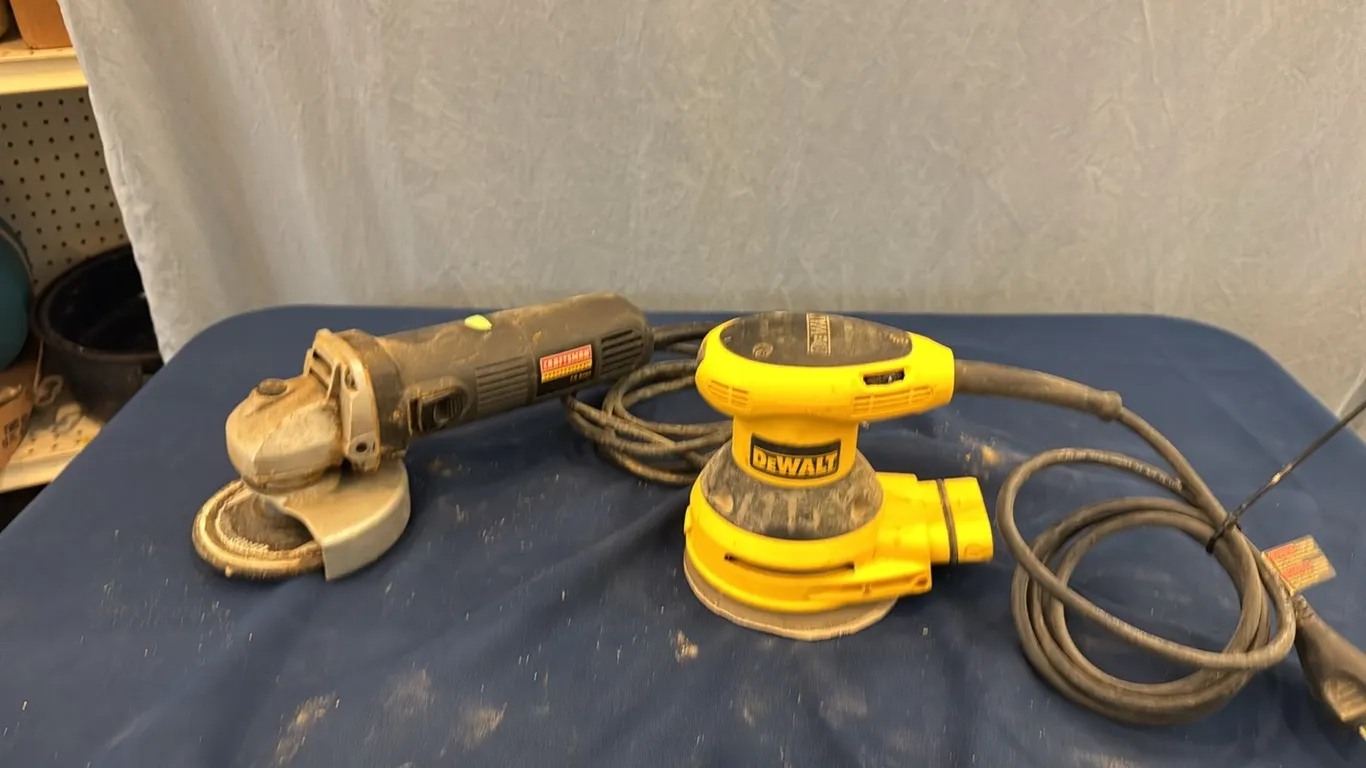 Craftsman angle grinder, DeWalt sander