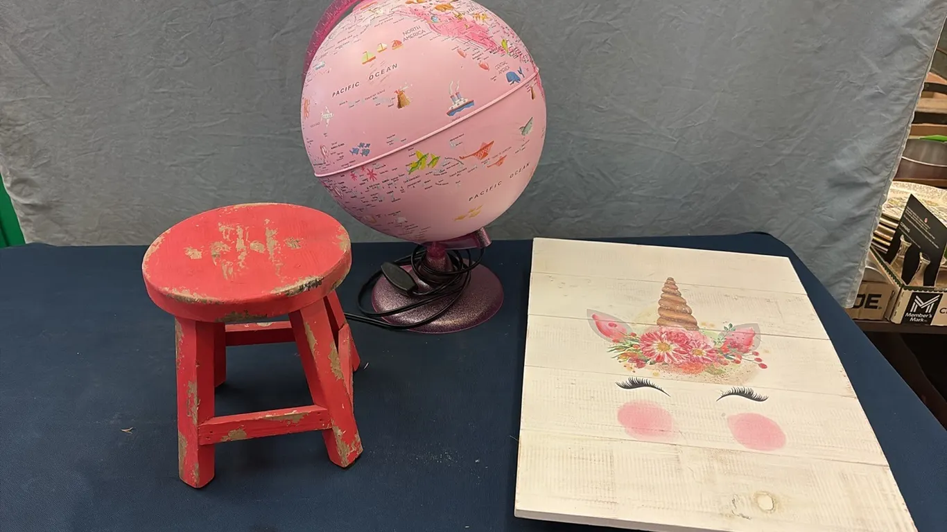 Unicorn Picture, Globe & Small Chair