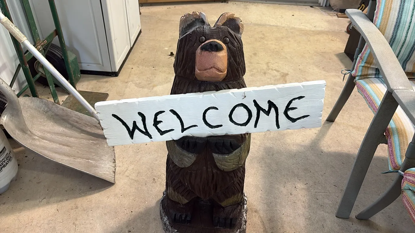 Carved Bear Welcome Sign