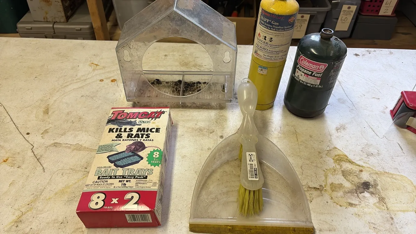 Propane Bottles, Hand Broom & Mice Bait
