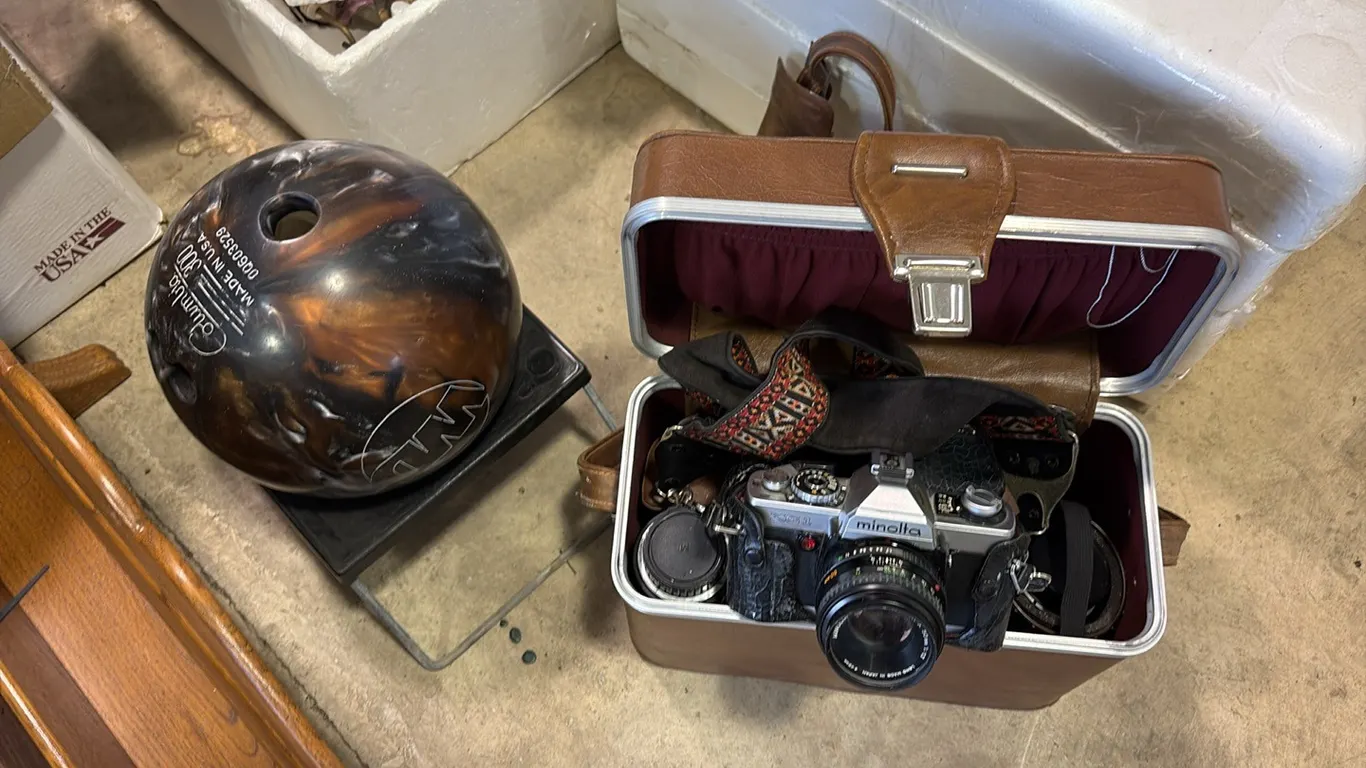 Minolta Camera & Bowling Ball