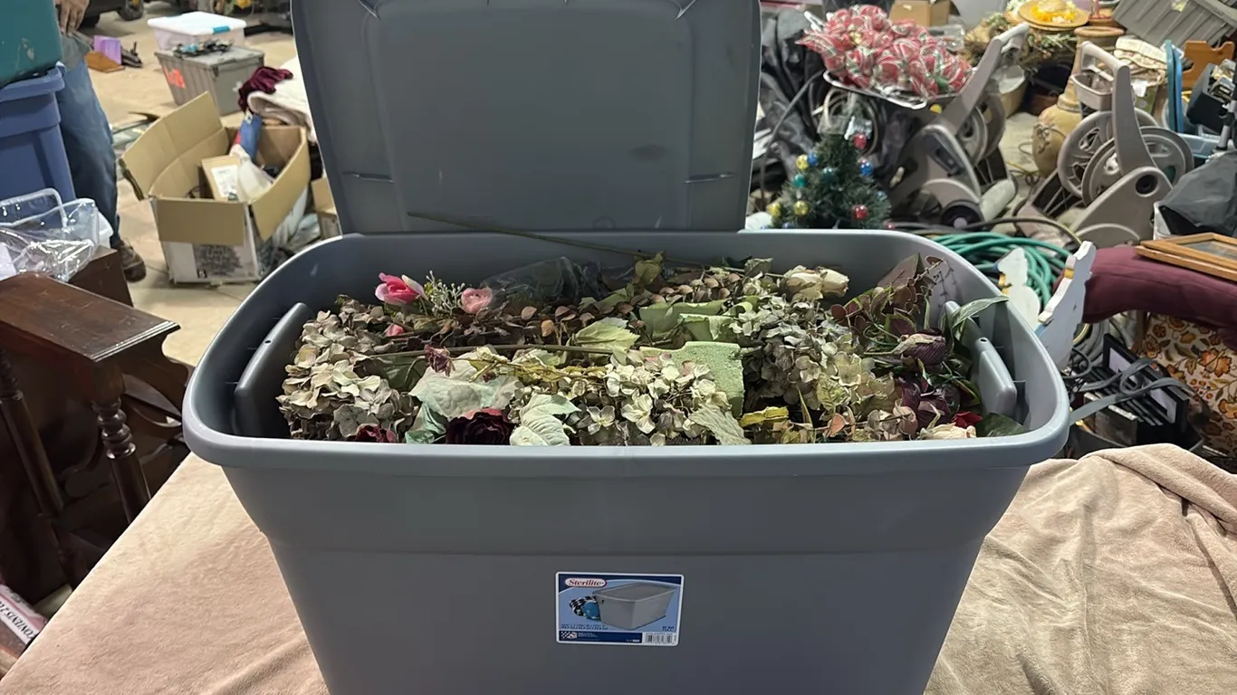 Tote of Artificial Floral Decor