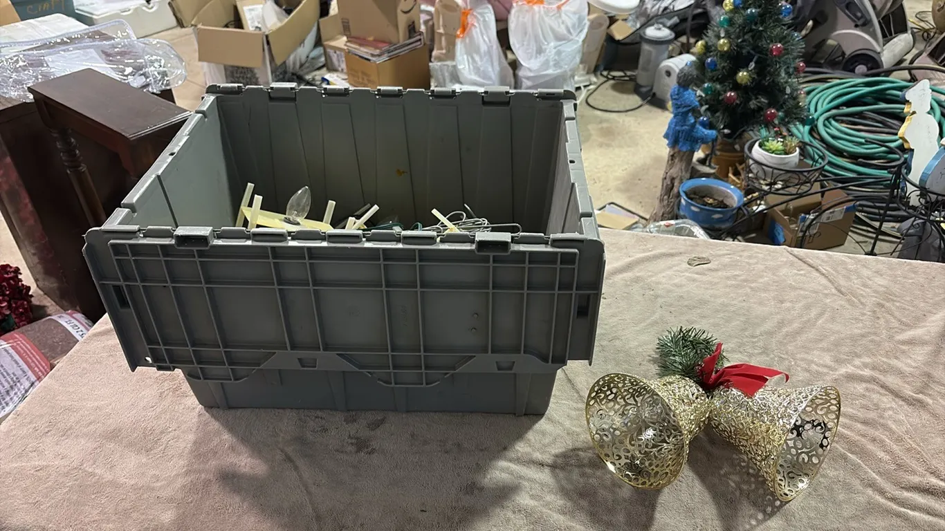 Tote of Christmas Lights & Decor