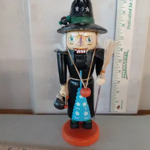 Wooden Witch Nutcracker, Arms Are Loose 10"