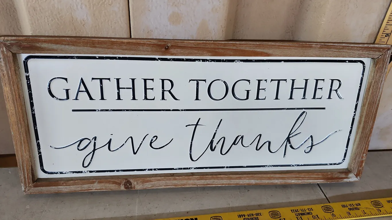 Gather Together Give Thanks Metal/Wood Decor 20.5"X8.5"