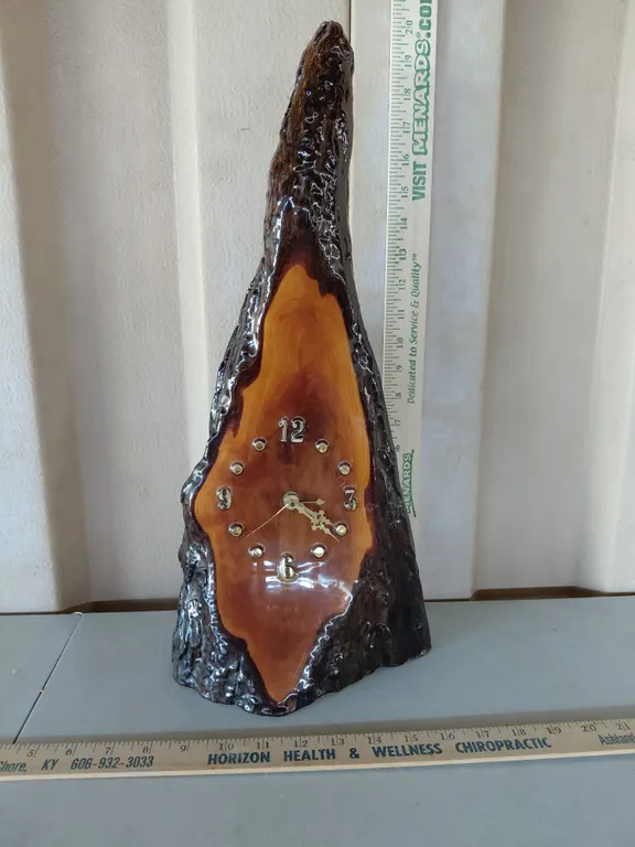 Hand Crafted Wood Bald Cypress Knee Clock Battery Operated 19.5" Tall