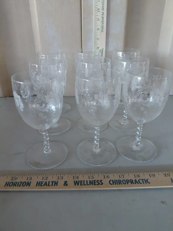Vintage Tiffin Franciscan Sweet Wine Etched Glasses