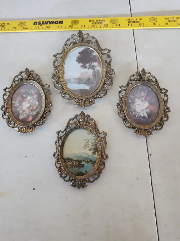 4 Vintage Italy Metal Picture Frames