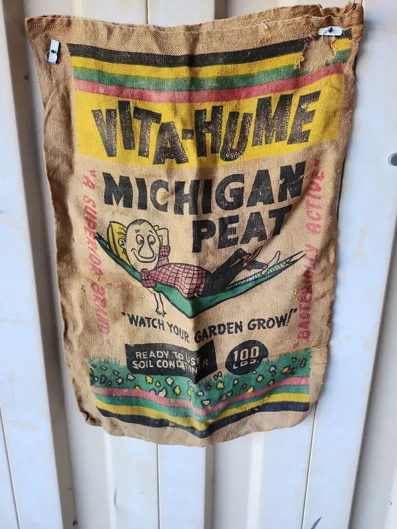 Vintage 100lb. Vita-Hume Michigan Peat Burlap Sack, Empty :>)