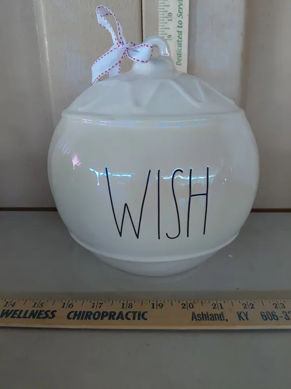 Rae Dunn By Magenta Large Ceramic Wish Ornament Decor 8.5"
