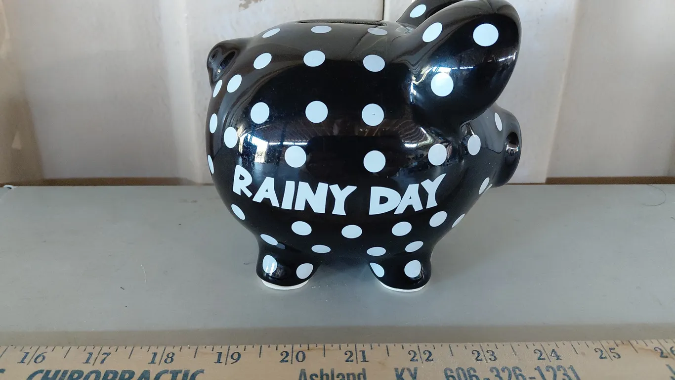 Ceramic Rainy Day Polka Dot Piggy Bank
