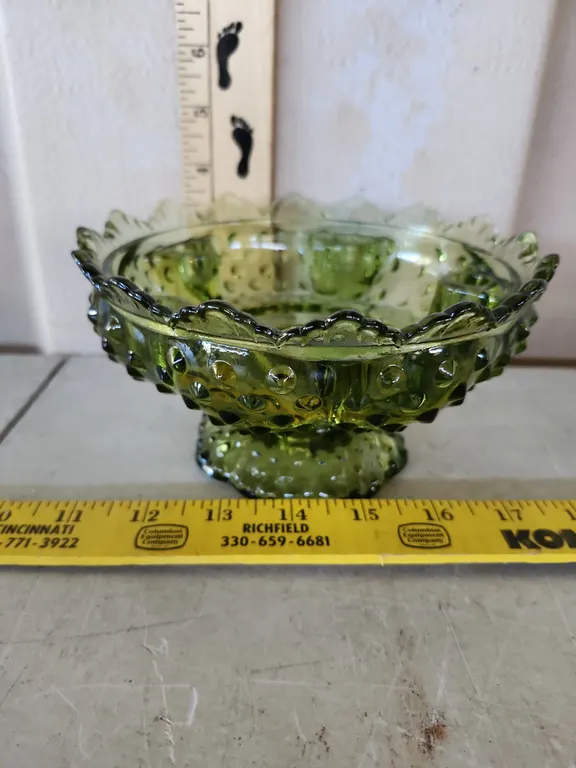 Vintage Fenton Amber Glass Hobnail Candle Bowl 6.5"X3.25"