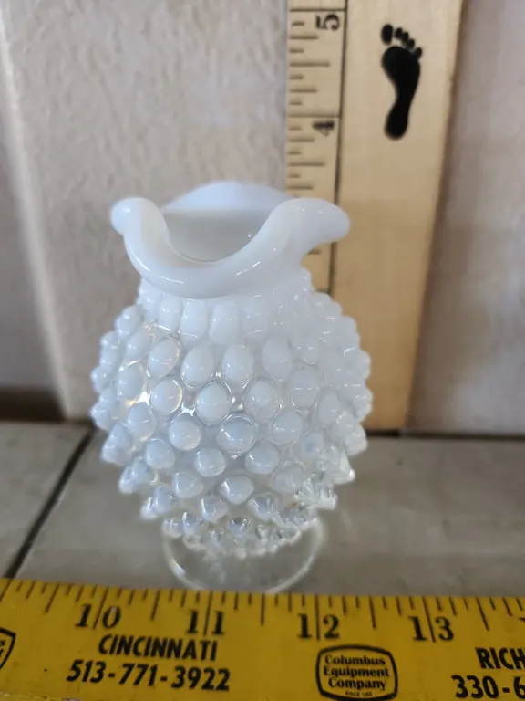 Vintage Fenton French Opalescent Hobnail Tri-Fluted Miniature Vase