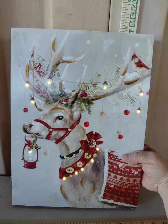 Lighted Reindeer Wall Decor 12"X16"