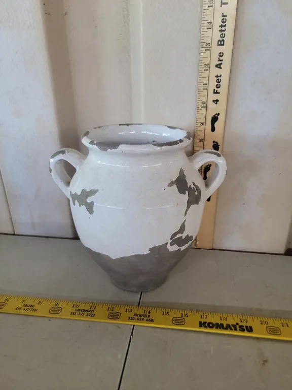 Pottery Barn Tuscan Handcrafted Terracotta Double Handle Urn 10"X6.5"X9.25" Made In The Philippines