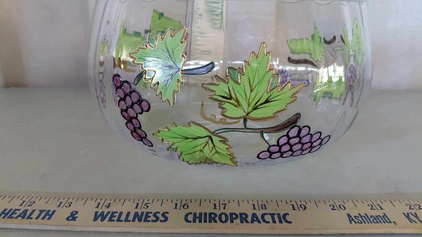 Romania Hand Painted Hand Blown Glass Bowl 9.25"X5.25"