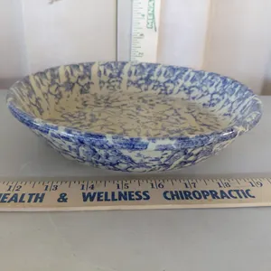 Vintage R.R.P. Roseville, Ohio U.S.A. Crock Spongeware Pie Plate 9.5"X1.75"