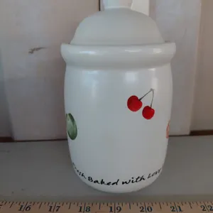 Heartfelt Wishes Pottery Jar/Canister W/New Fruity Candle 7" Tall