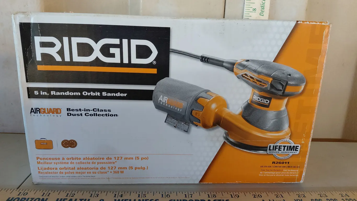 Ridgid 5" Random Orbit Sander In Box, Used/Tested Works