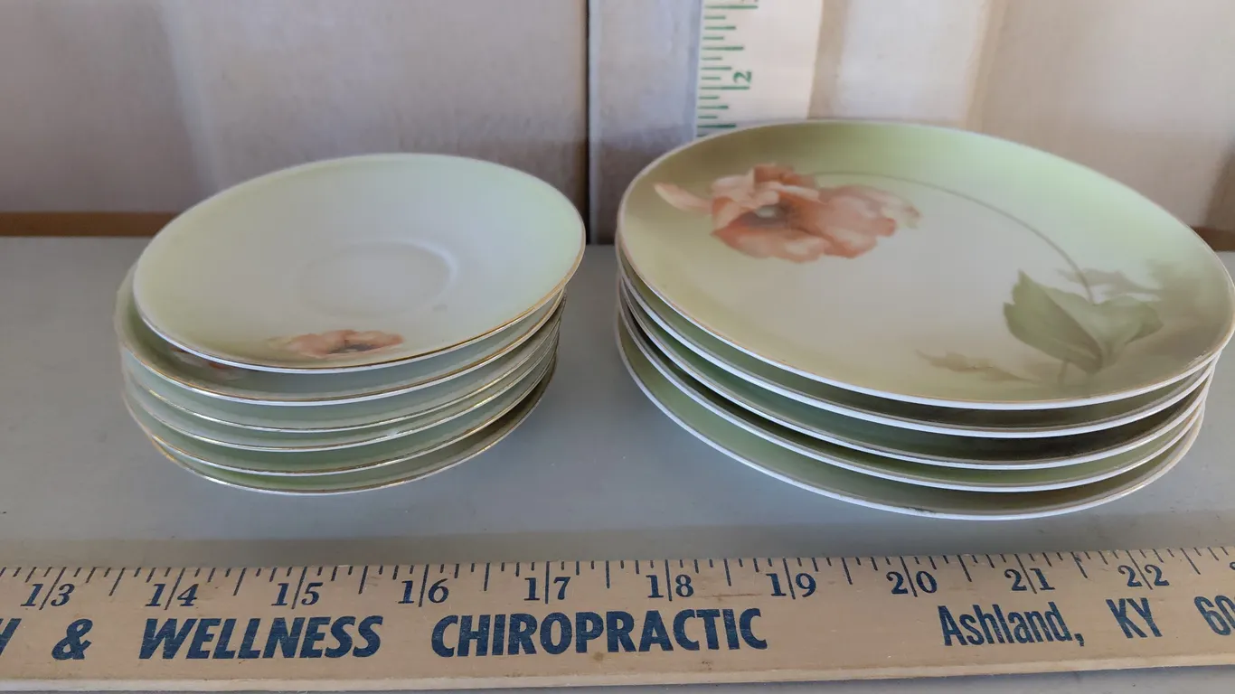 Vintage/Antique Germany Hand Painted Saucers & Bread Plates