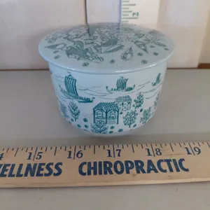 Vintage Nymolle Faience Denmark Hoyrup Viking Scene Trinket Box