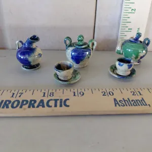 Miniature Handcrafted Pottery Tea Set Pieces