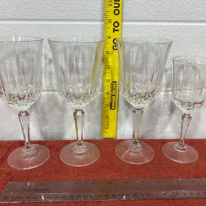 4 Vintage Clear Cut Glass Crystal Stemmed Wine
