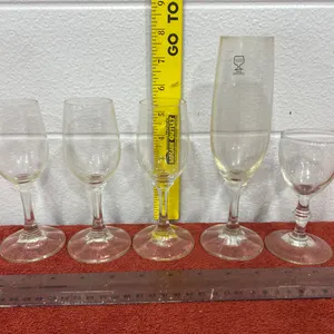 5 Assorted Vintage Clear Stemmed Glasses