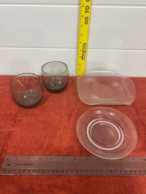 4 Pieces Clear & Smoke Glass Serving Pieces