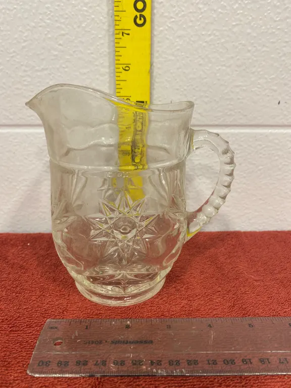 Vintage Anchor Hocking EAPC Star of David Clear Glass Pitcher