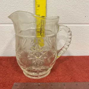 Vintage Anchor Hocking EAPC Star of David Clear Glass Pitcher