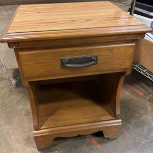Vintage Wooden Side Table with Single Drawer and Open Shelf