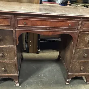 Wooden Double-Pedestal Desk With Four Drawers Per Pedestal