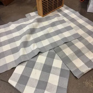 Woven Checked Textiles with Wooden Compartment Box