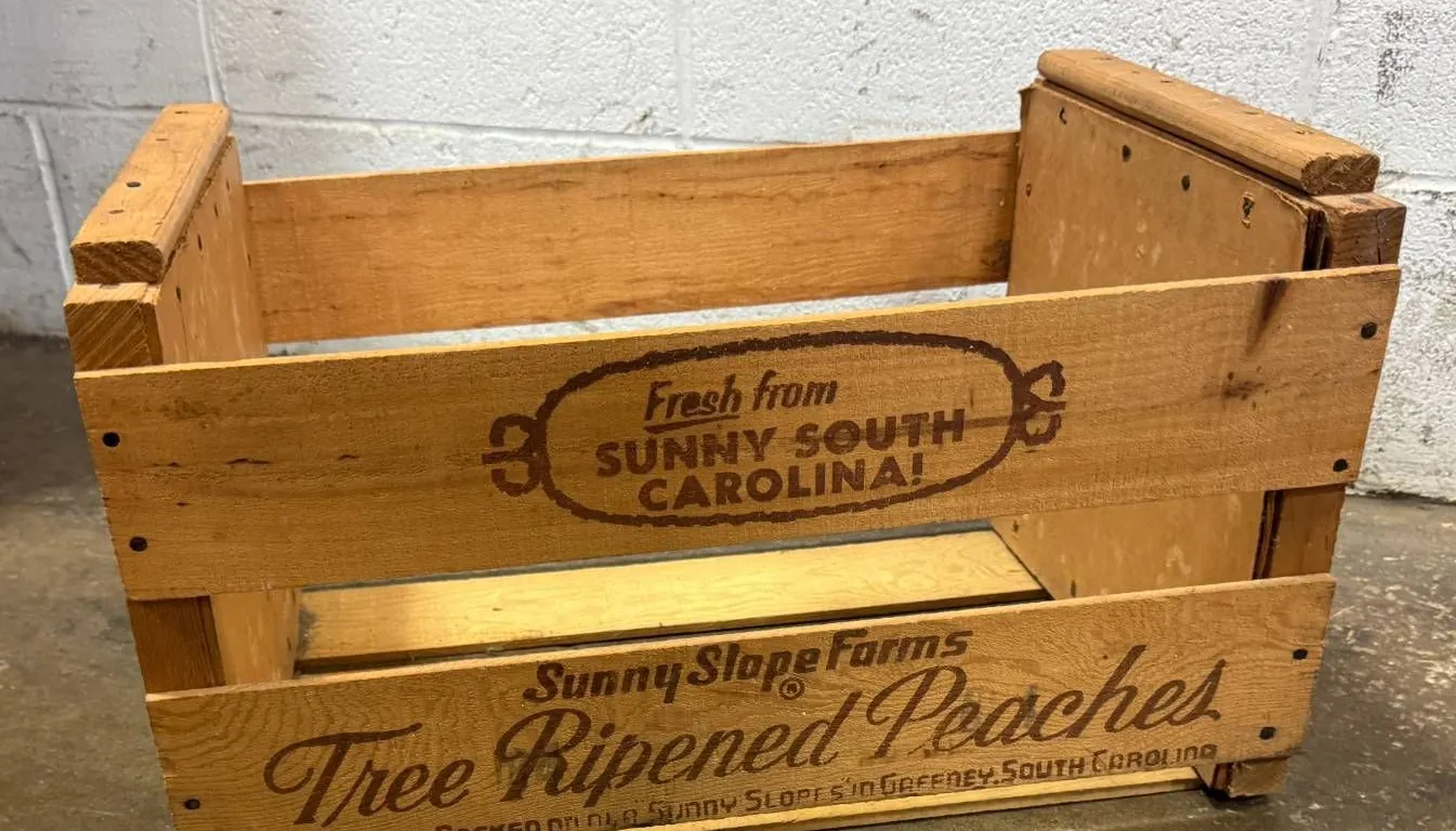 Sunny Slope Farms South Carolina Peach Crate with Branding