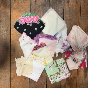 Vintage Handkerchief Collection with Floral and Crocheted Designs