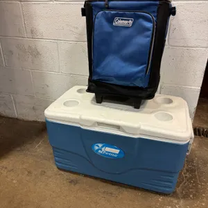 Coleman Xtreme Cooler and Blue Coleman Wheeled Cooler Set