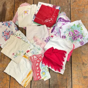 Vintage Cotton Handkerchiefs with Floral and Decorative Patterns