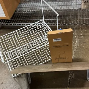 Hanging Shower Caddy with Wooden Shelf and Wire Rack