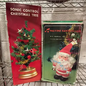 Vintage Sonic Christmas Tree and Walking Santa Musical Battery-Operated Toys