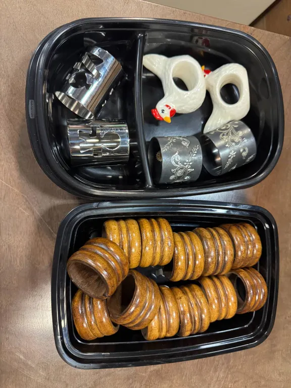 Decorative Napkin Rings in Wood, Ceramic, and Metal