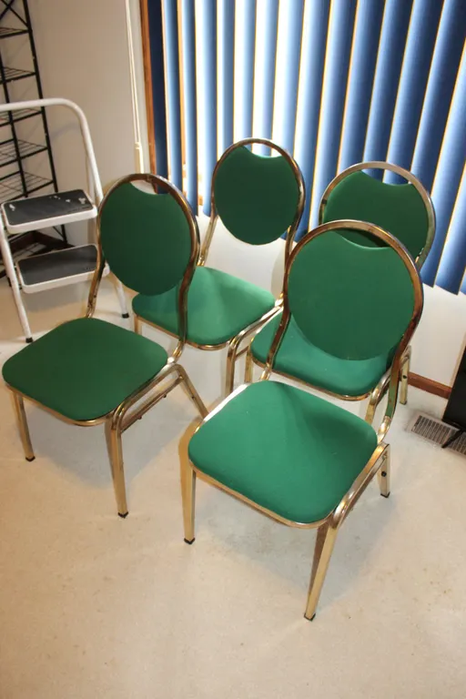 Four Green & Gold Chairs