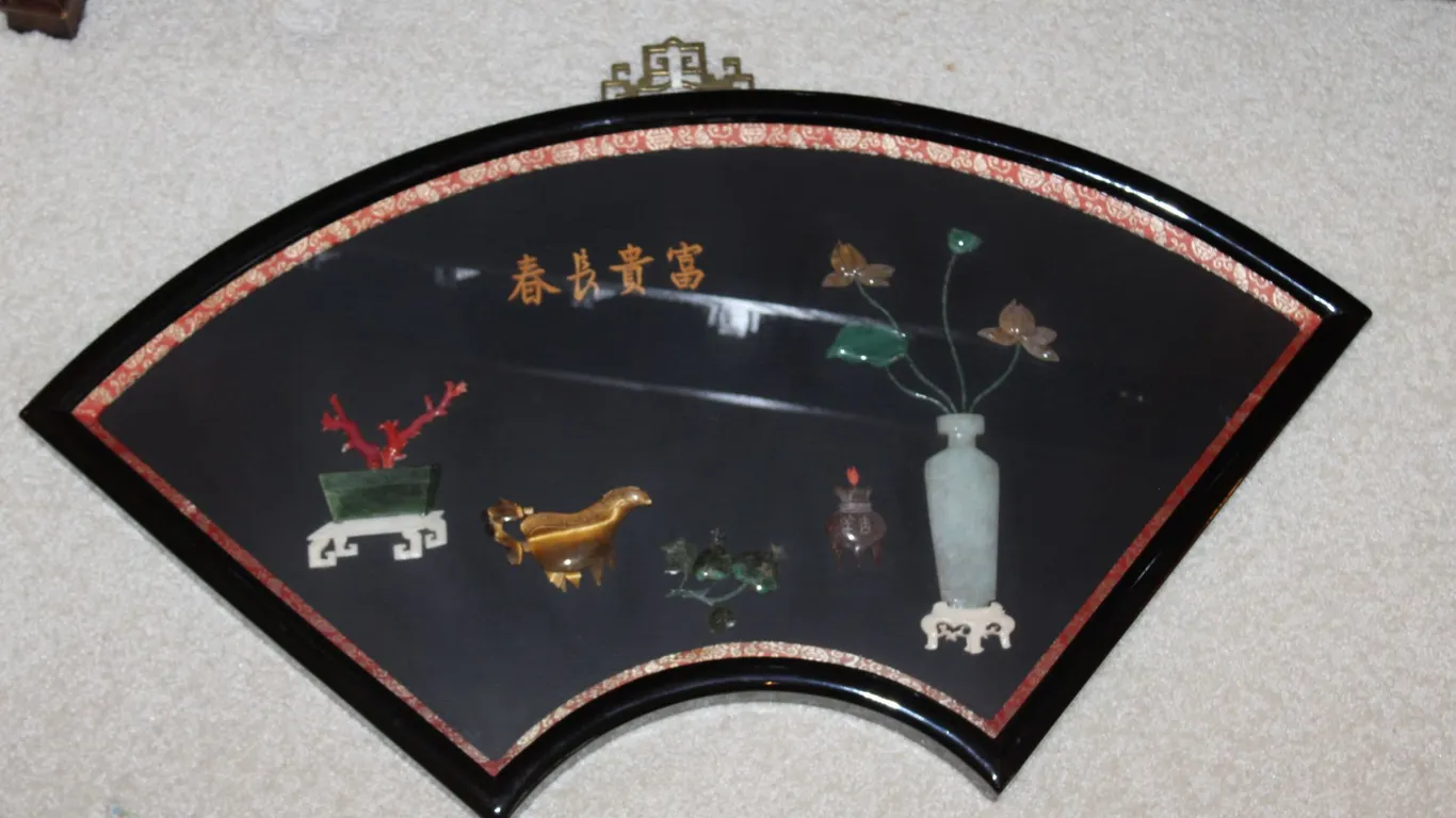 Chinese Fan Panel Wall Art