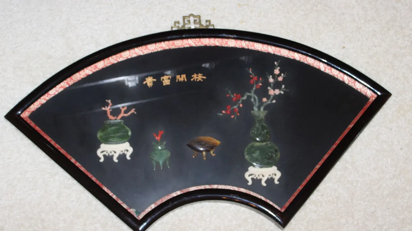 Chinese Fan Panel Wall Art