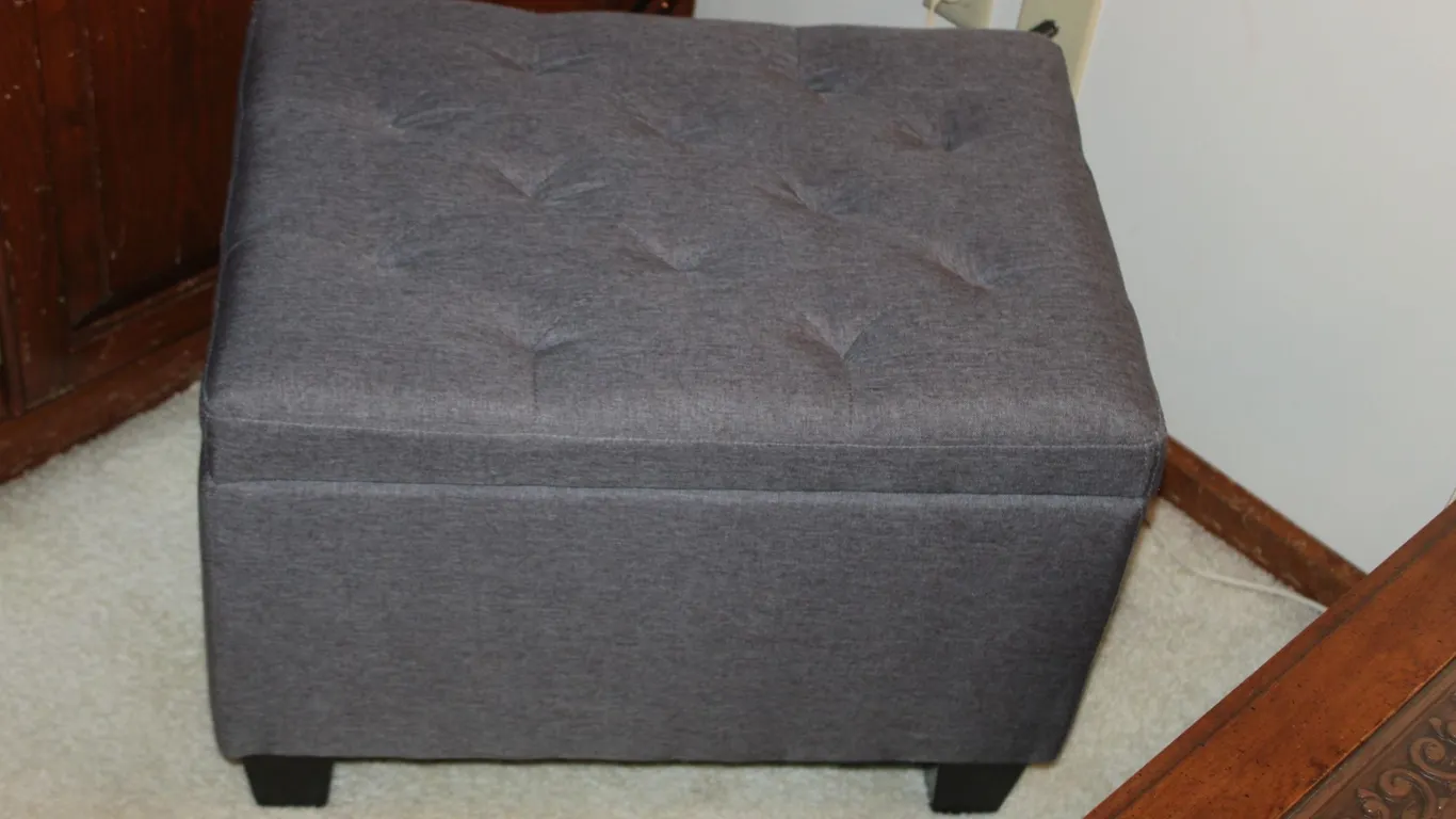 Gray Tufted Storage Ottoman