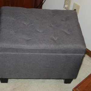 Gray Tufted Storage Ottoman