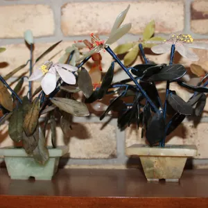 Pair of Stone Flower Arrangements
