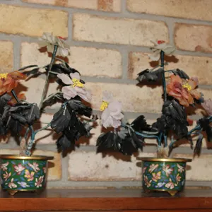 Pair of Stone Flower Arrangements