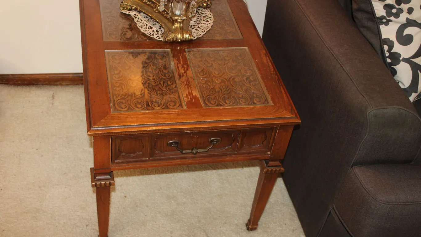 Carved Wood End Table