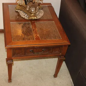 Carved Wood End Table
